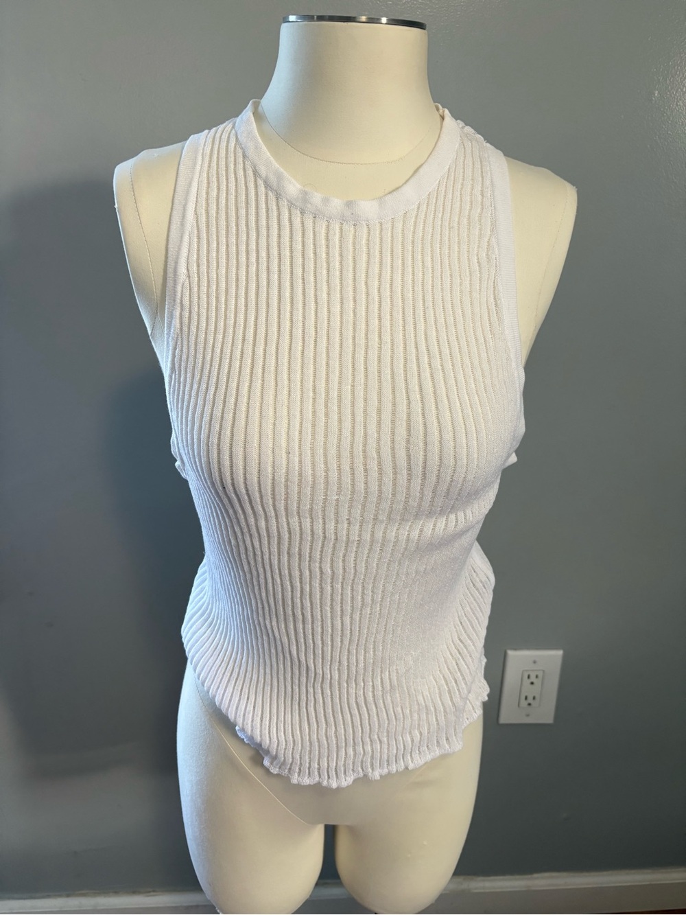White Ribbed Sleeveless Tank Top - Zara